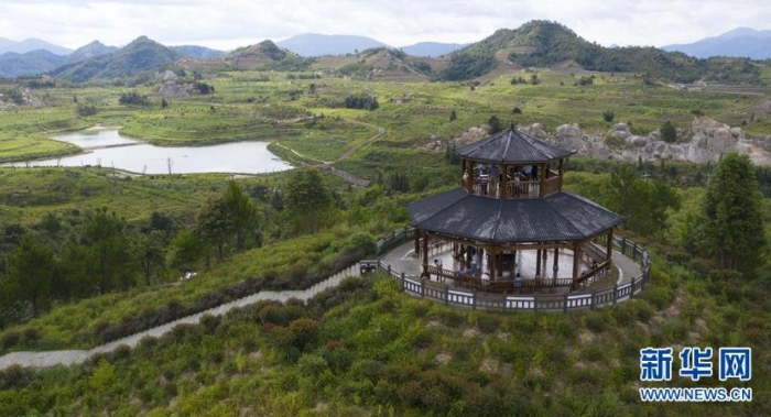 這是位于江西省尋烏縣文峰鄉(xiāng)上甲村附近的生態(tài)修復(fù)區(qū)（7月19日攝，無人機(jī)照片）。 新華社記者 彭昭之 攝