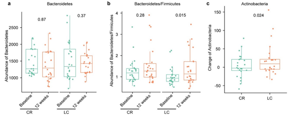 圖1.兩種膳食干預前后的菌群結構變化