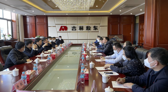 圖為調(diào)研組在吉林敖東召開座談會(huì)。