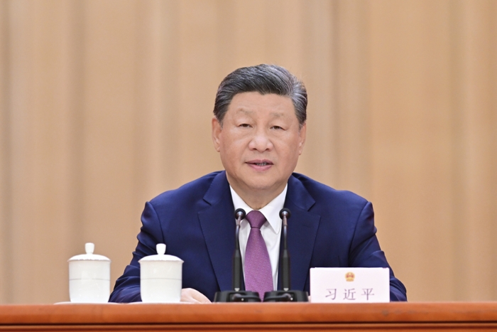 9月14日上午，中共中央、全國人大常委會(huì)在北京人民大會(huì)堂隆重舉行慶祝全國人民代表大會(huì)成立70周年大會(huì)。中共中央總書記、國家主席、中央軍委主席習(xí)近平出席會(huì)議并發(fā)表重要講話。 新華社記者 翟健嵐 攝